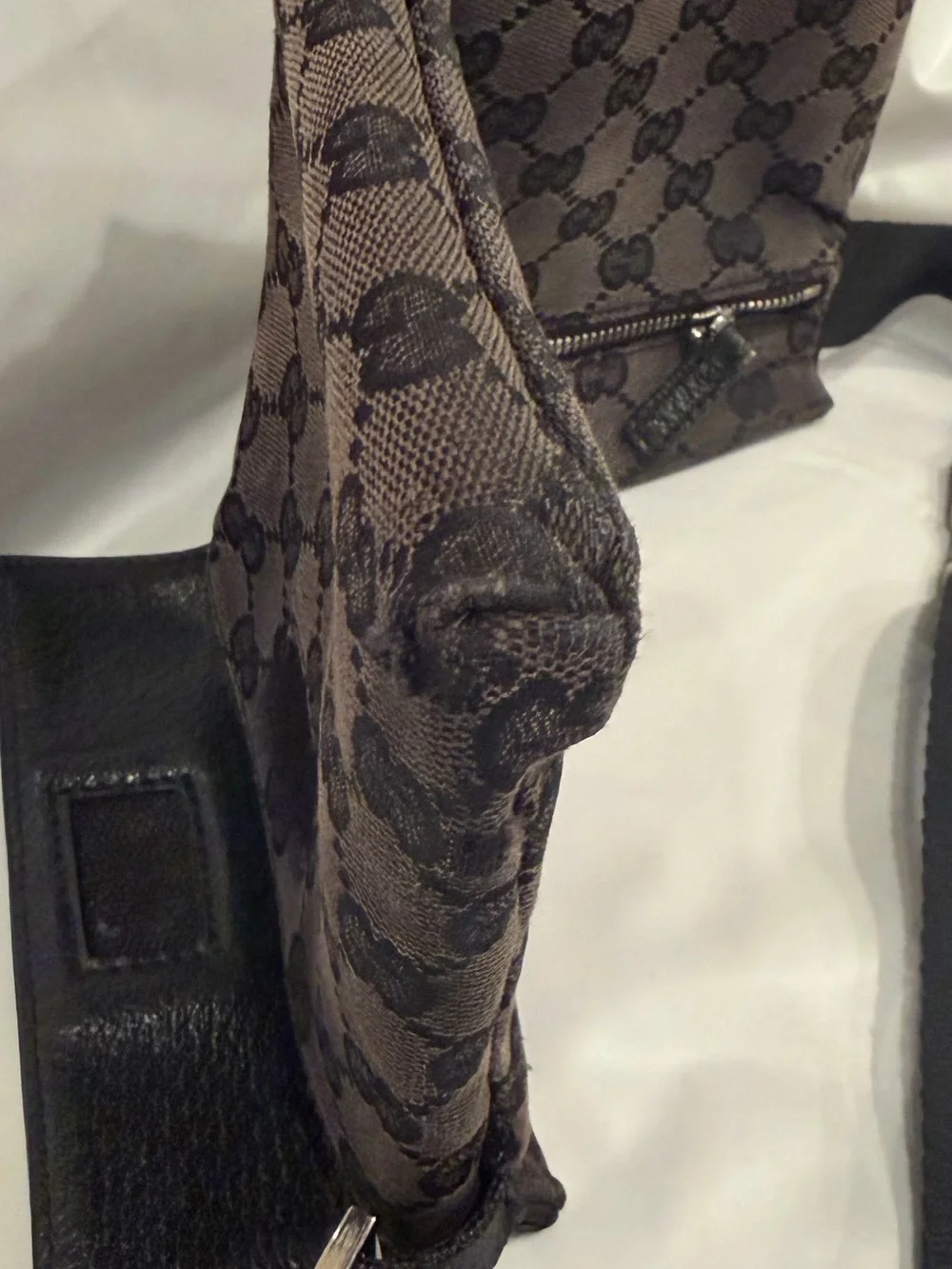 Gucci Black and Brown Monogram Belt Bag